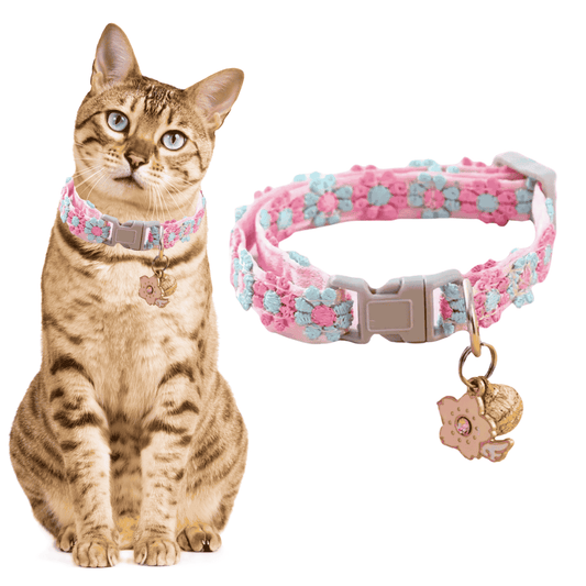 Collier Fleur Pour Chat – Réglable & Élégant avec Clochette - CATILEM