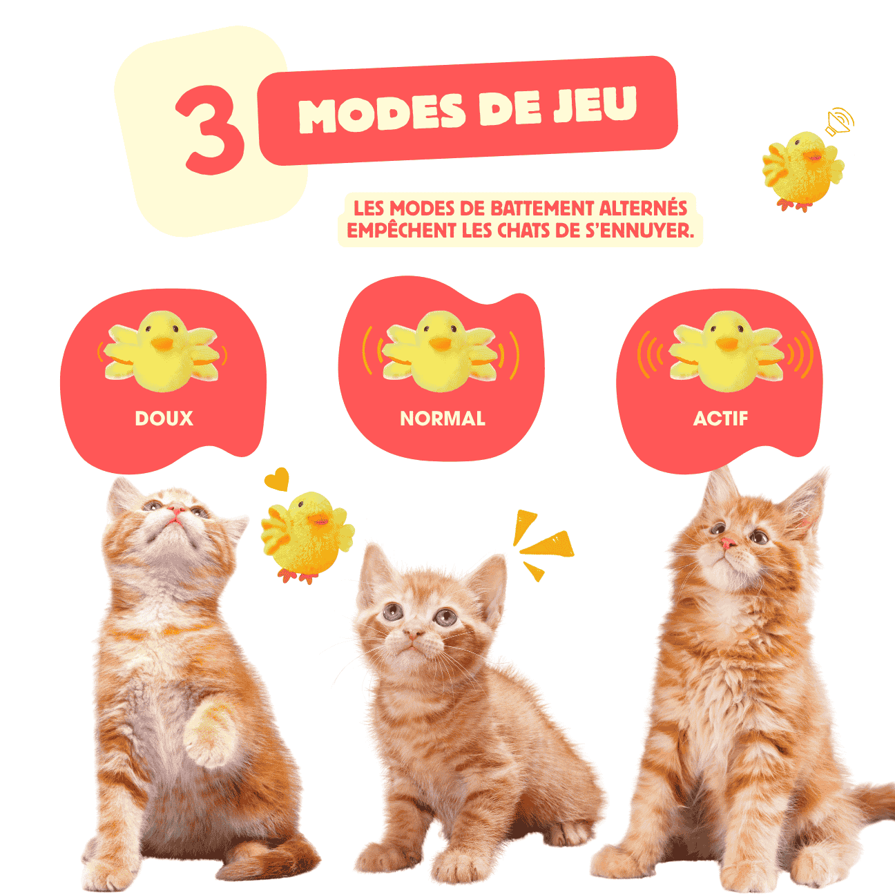 Jouet canard battant interactif pour chat FlappyDuck – Fun & stimulant - CATILEM