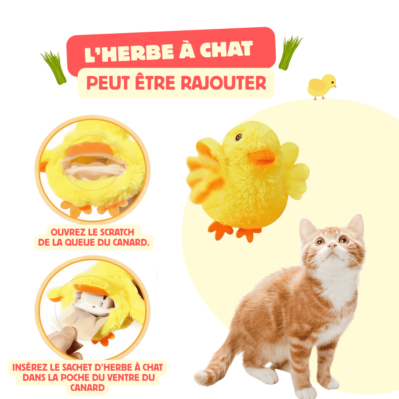 Jouet canard battant interactif pour chat FlappyDuck – Fun & stimulant - CATILEM