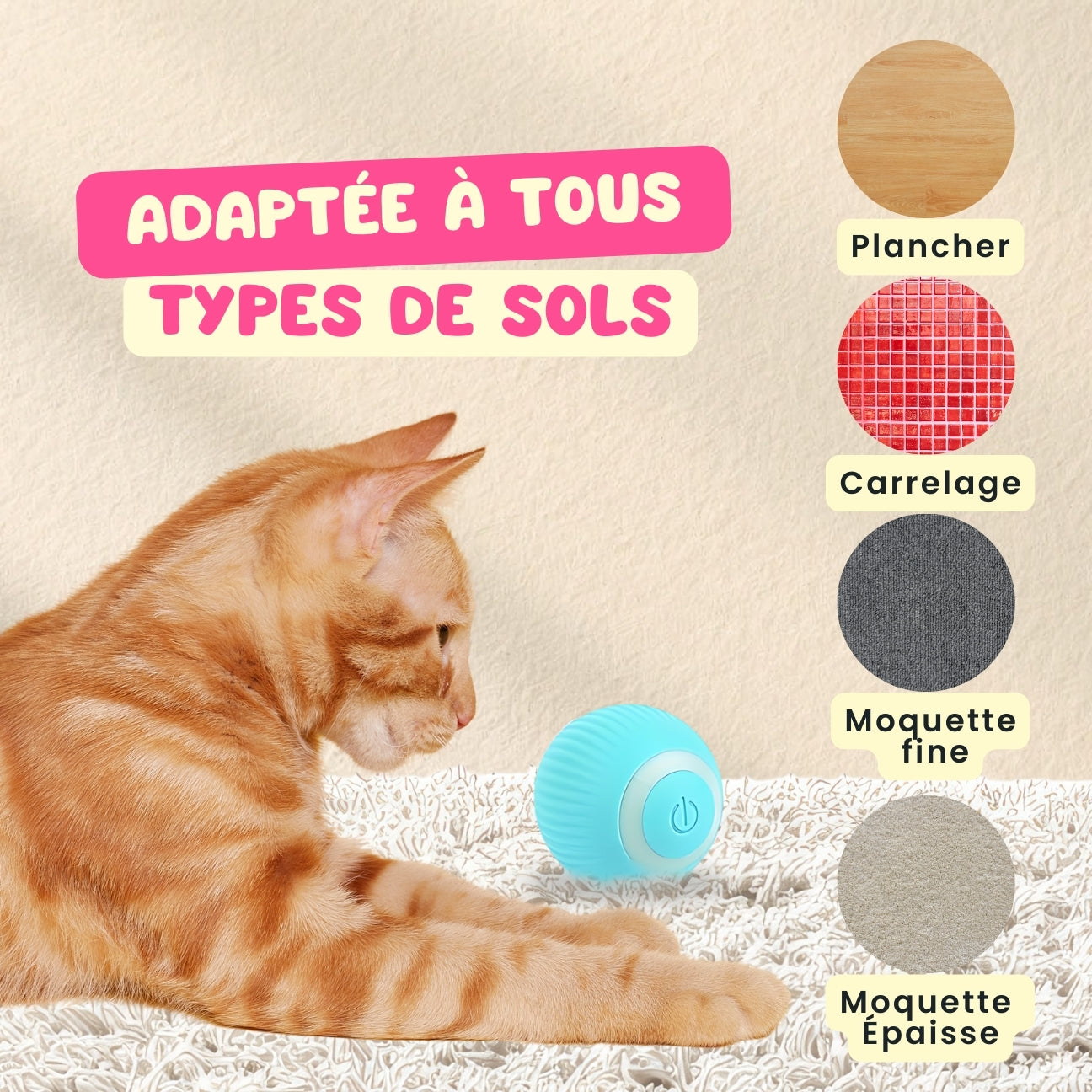 Balle interactive automatique pour chat CatMotion – Idéale contre l’ennui CATILEM