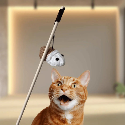 Baguette souris avec plumes – Jouet interactif pour chat - CATILEM