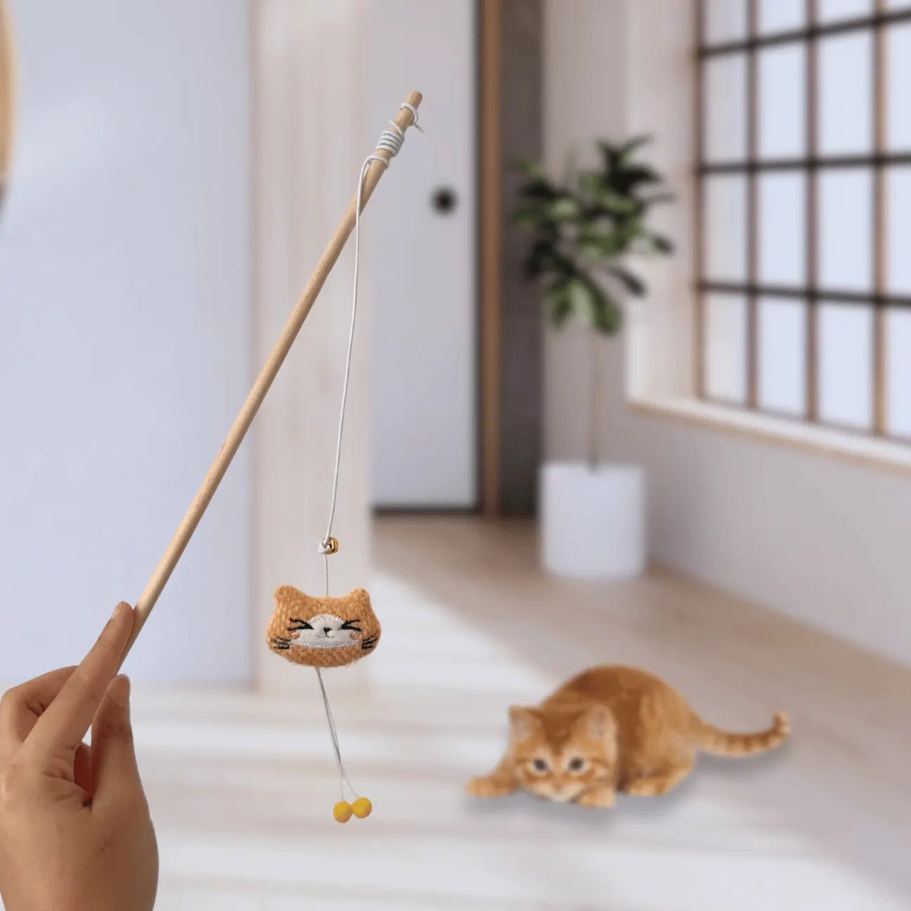 Baguette tête de chat avec clochette – Jouet interactif pour chat - CATILEM