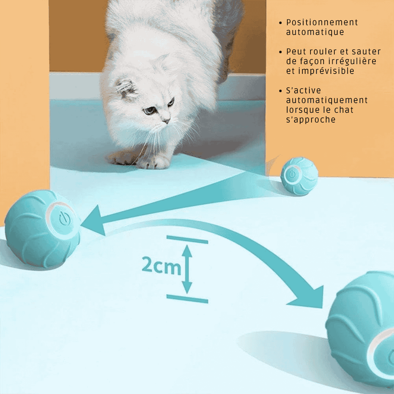 Balle interactive automatique LED pour chat CatBounce – Jeu actif & stimulant contre l'ennui - CATILEM