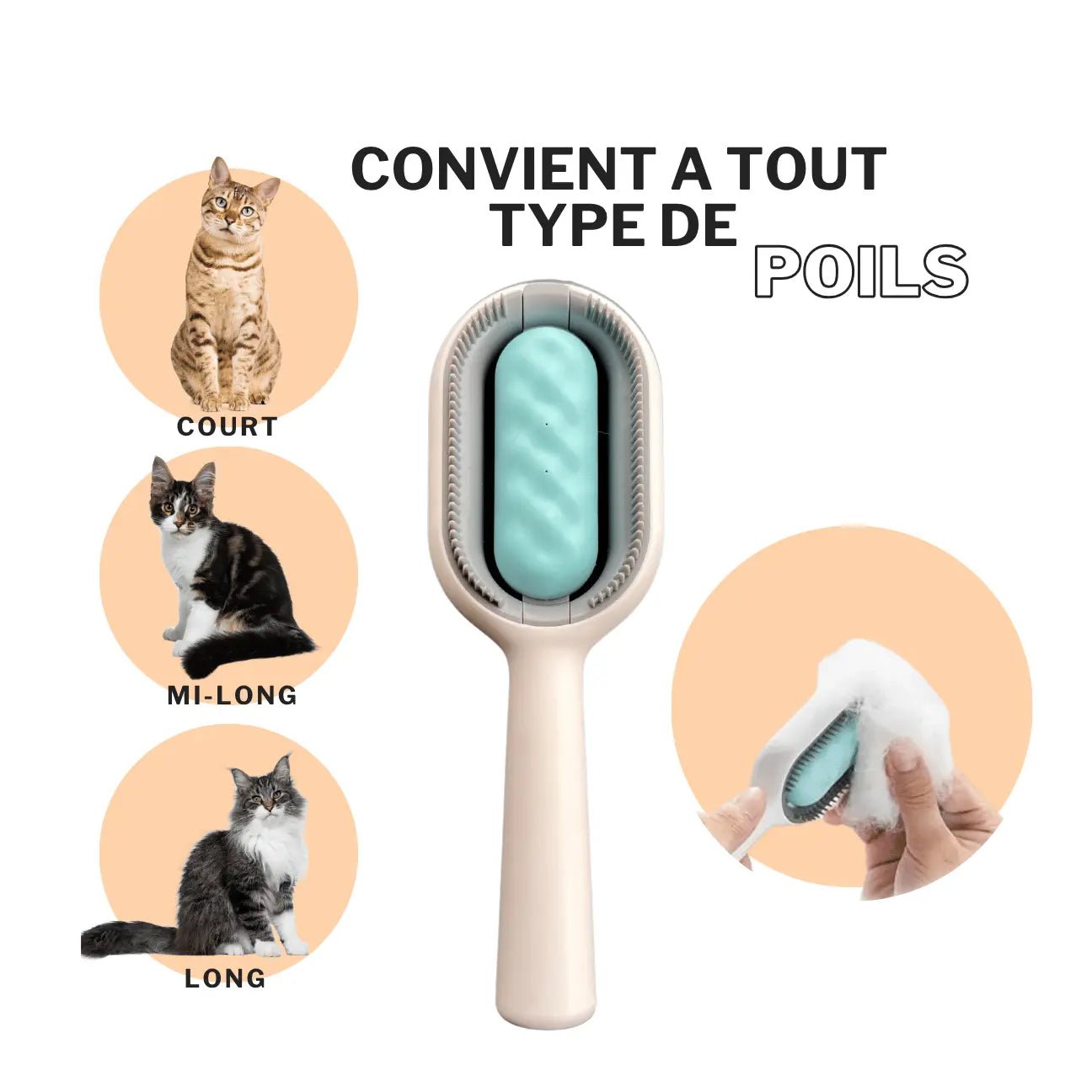 BROSSE POUR CHAT - TOUT TYPES DE POILS - CATILEM