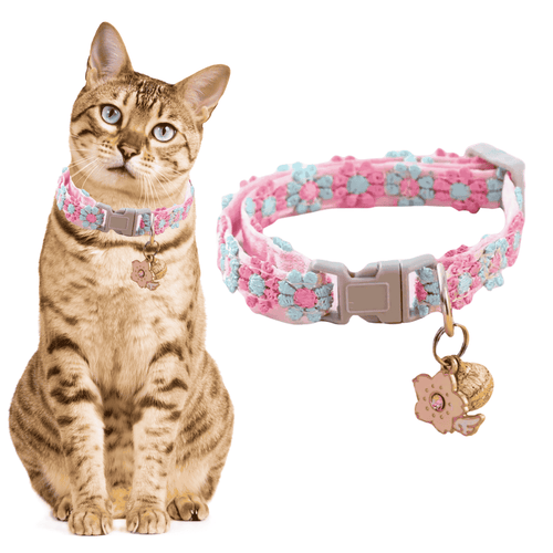 Collier Fleur Pour Chat – Réglable & Élégant avec Clochette - CATILEM