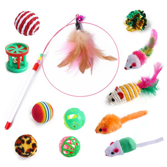 Lot 12 Jouets Pour Chat™ – Balles, Souris & Baguette - CATILEM