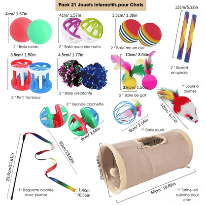 Lot 21 Jouets Pour Chat – Tunnel, Balles & Souris - CATILEM